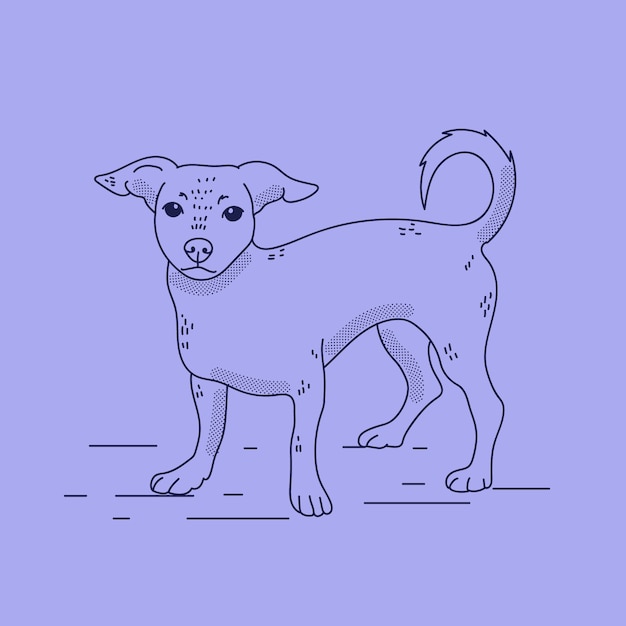 Ilustración de contorno de perro dibujado a mano