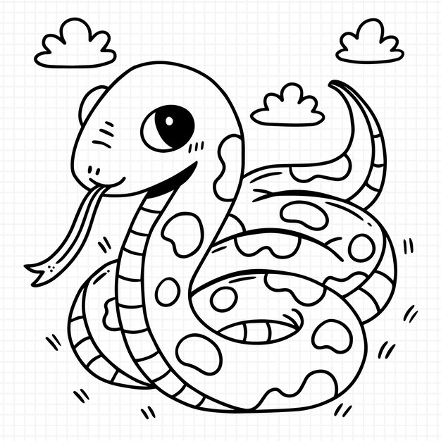Ilustración de contorno de serpiente dibujada a mano