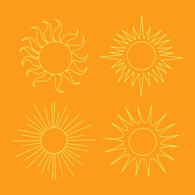 Ilustración de contorno de sol dibujado a mano
