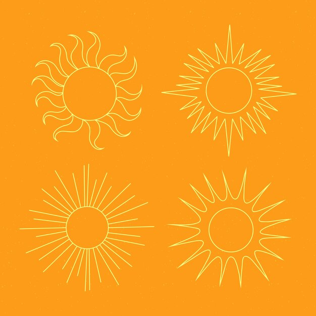Ilustración de contorno de sol dibujado a mano