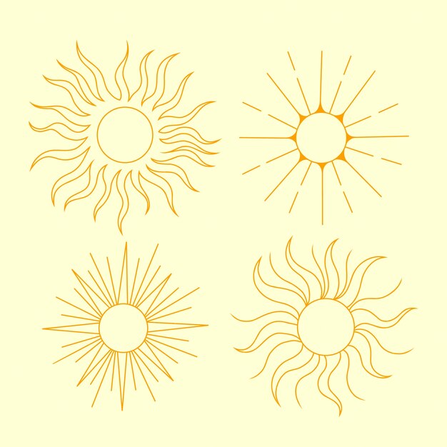 Ilustración de contorno de sol dibujado a mano