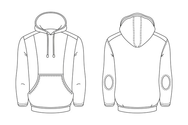 Ilustración de contorno de sudadera con capucha dibujada a mano
