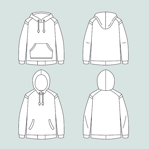 Ilustración de contorno de sudadera con capucha dibujada a mano