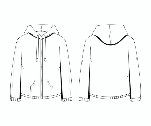 Ilustración de contorno de sudadera con capucha dibujada a mano