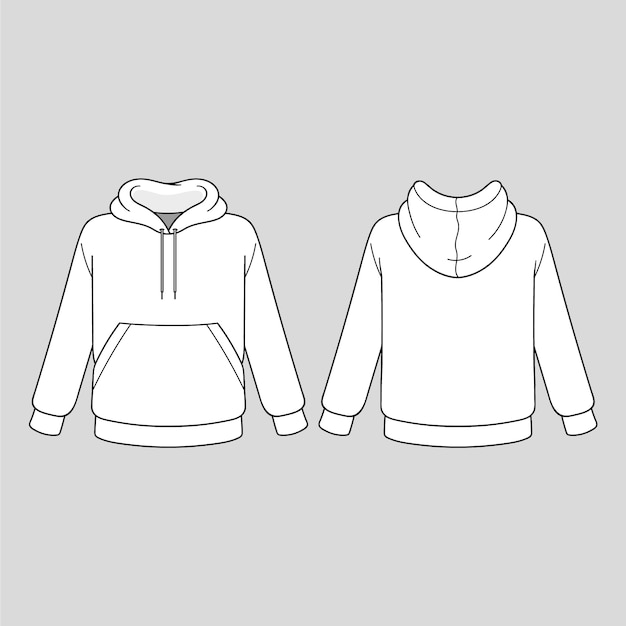 Ilustración de contorno de sudadera con capucha dibujada a mano