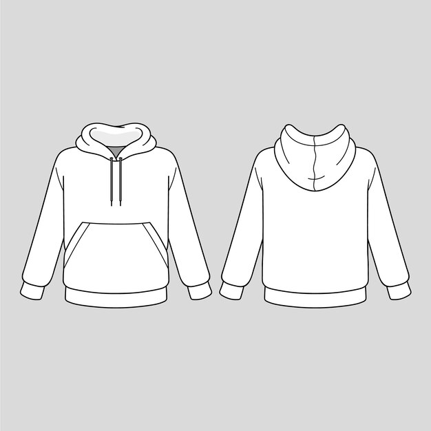 Ilustración de contorno de sudadera con capucha dibujada a mano