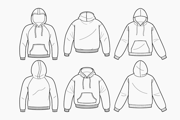 Ilustración de contorno de sudadera con capucha dibujada a mano