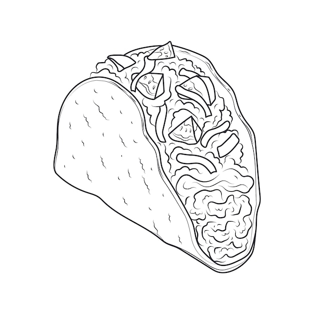 Vector gratuito ilustración del contorno del taco dibujada a mano