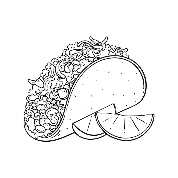 Vector gratuito ilustración de contorno de taco dibujado a mano