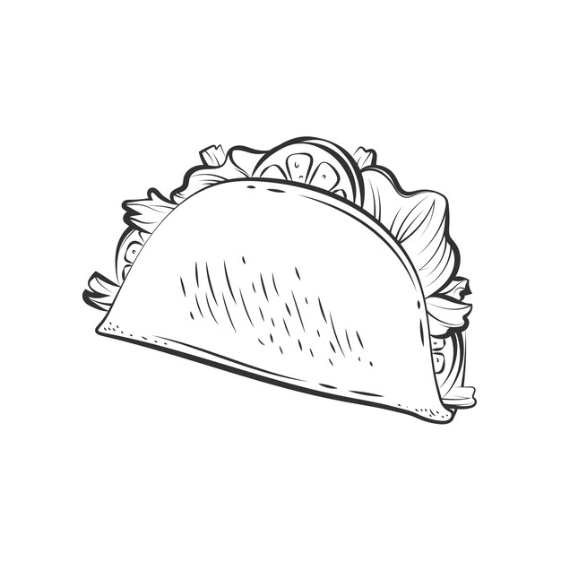 Ilustración de contorno de taco dibujado a mano