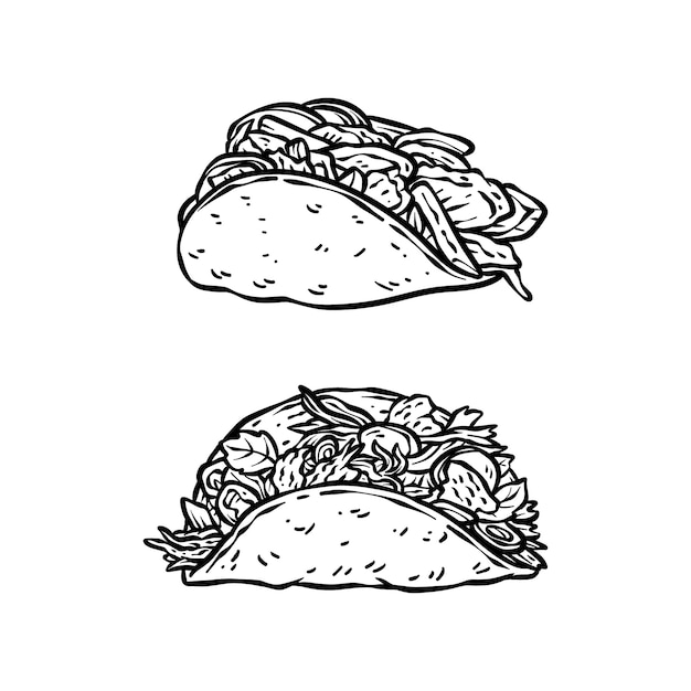 Vector gratuito ilustración de contorno de taco dibujado a mano