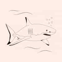Vector gratuito ilustración de contorno de tiburón dibujado a mano