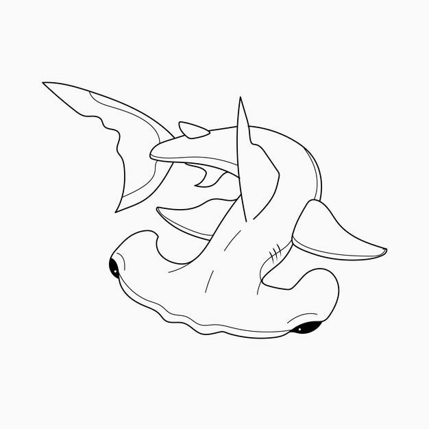 Ilustración de contorno de tiburón dibujado a mano