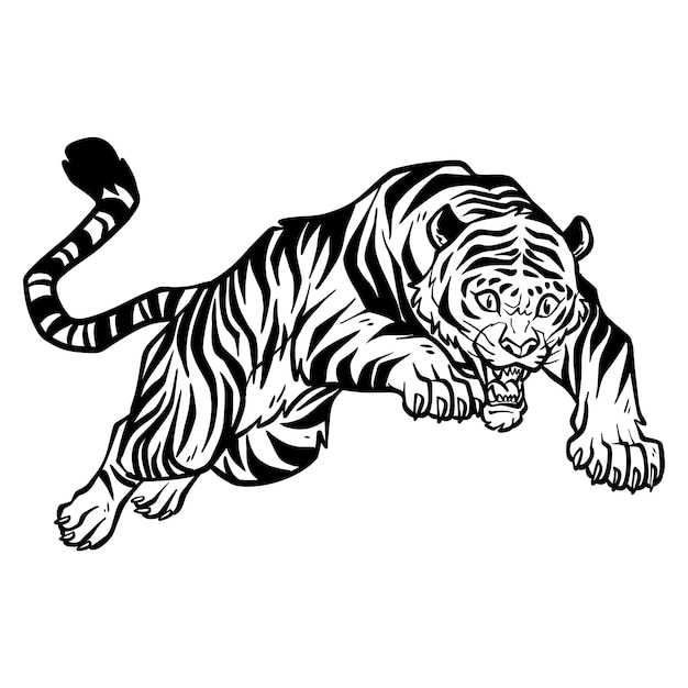 Vector gratuito ilustración de contorno de tigre dibujado a mano