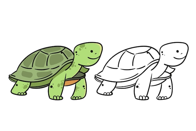 Ilustración de contorno de tortuga dibujada a mano