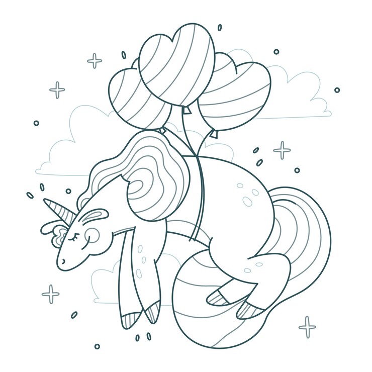 Vector gratuito ilustración de contorno de unicornio dibujado a mano