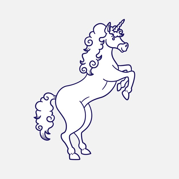 Ilustración de contorno de unicornio dibujado a mano