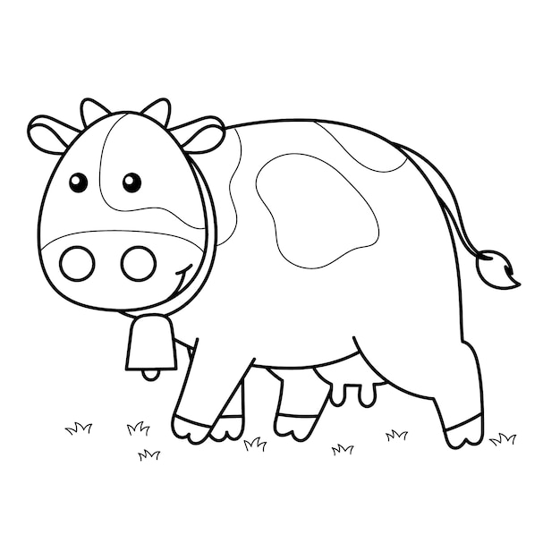 Ilustración de contorno de vaca dibujada a mano