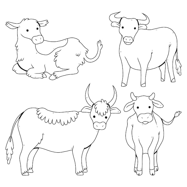 Vector gratuito ilustración de contorno de vaca dibujada a mano