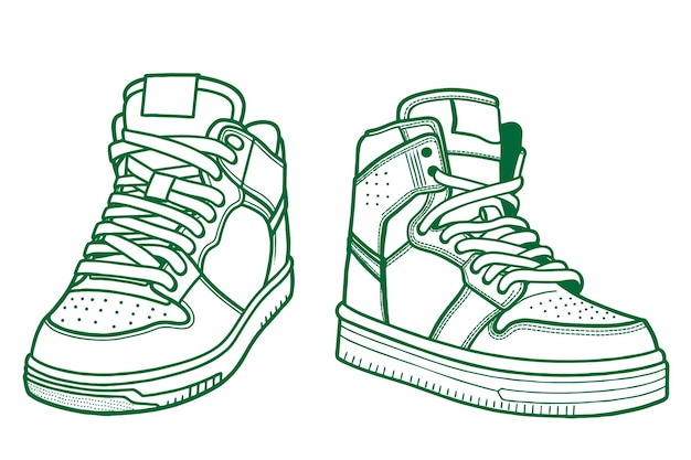 Vector gratuito ilustración de contorno vectorial zapatos deportivos