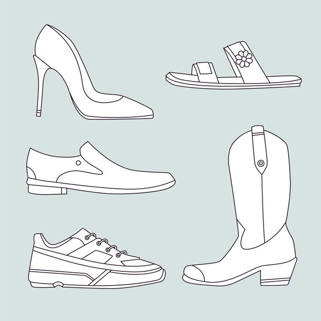 Ilustración de contorno de zapato dibujado a mano
