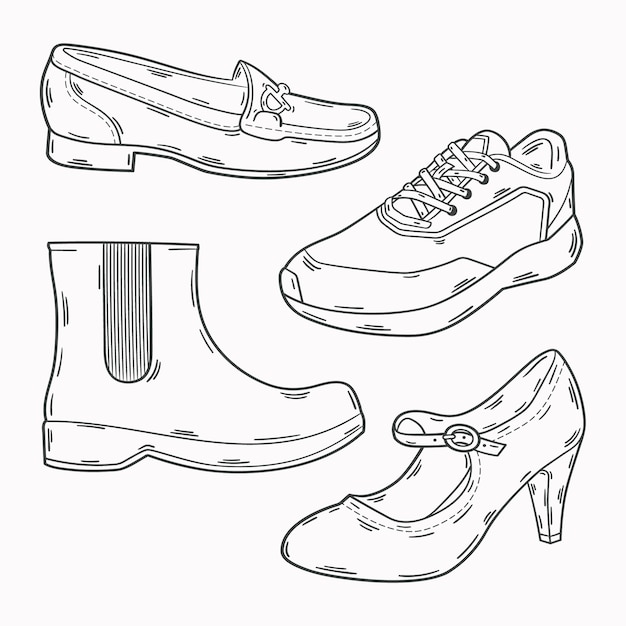 Ilustración de contorno de zapato dibujado a mano