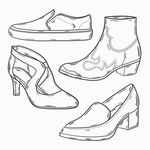 Ilustración de contorno de zapato dibujado a mano