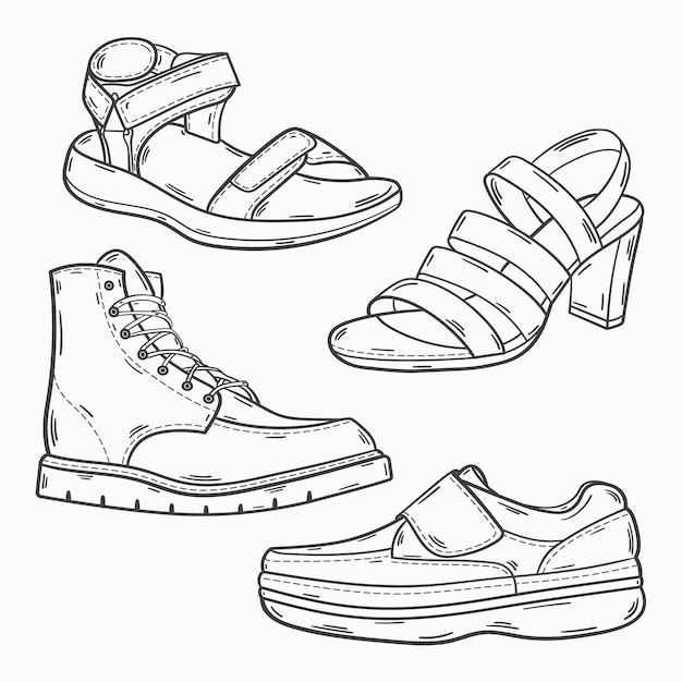 Vector gratuito ilustración de contorno de zapato dibujado a mano