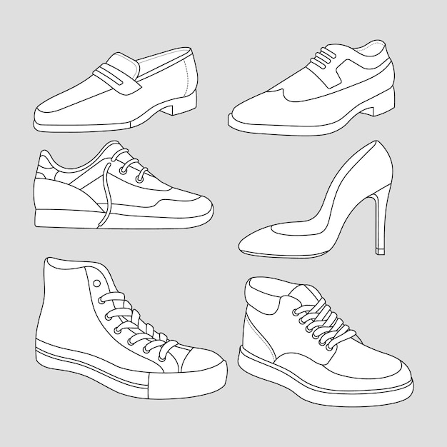 Ilustración de contorno de zapato dibujado a mano