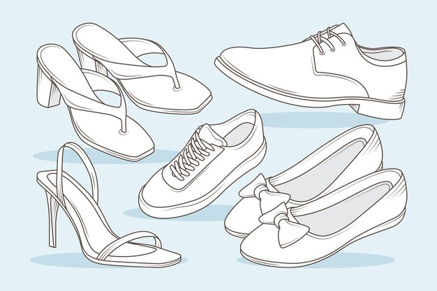 Ilustración de contorno de zapatos dibujados a mano