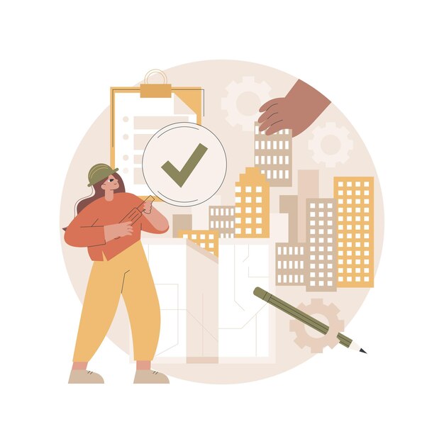Ilustración de control de calidad de construcción