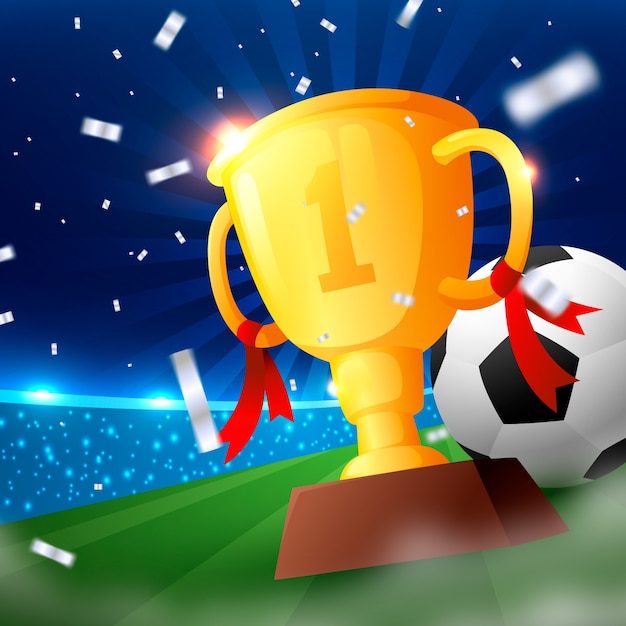 Vector gratuito ilustración de copa de campeón de fútbol degradado
