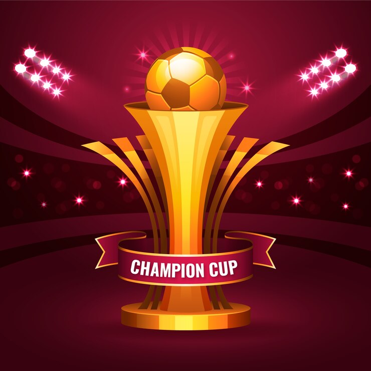 Vector gratuito ilustración de copa de campeón de fútbol degradado