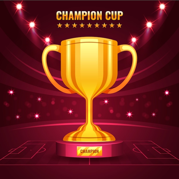 Ilustración de la copa del campeón de fútbol con gradiente