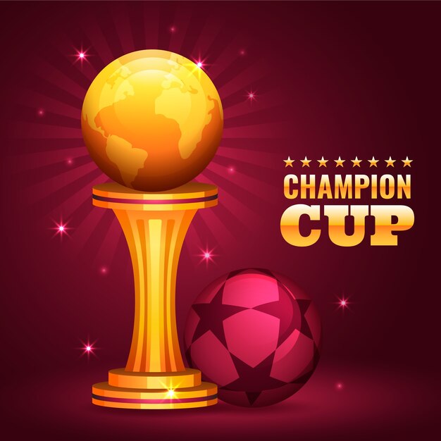 Ilustración de la copa del campeón de fútbol con gradiente