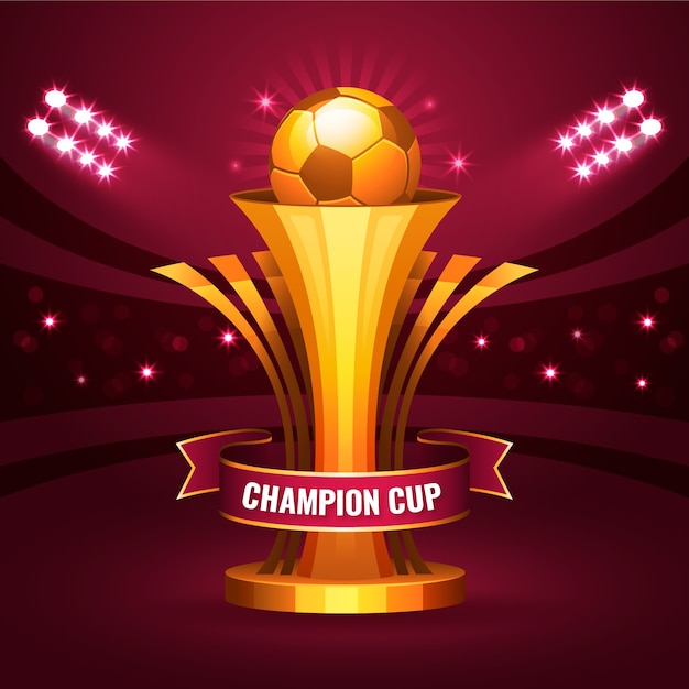Ilustración de la copa del campeón de fútbol con gradiente