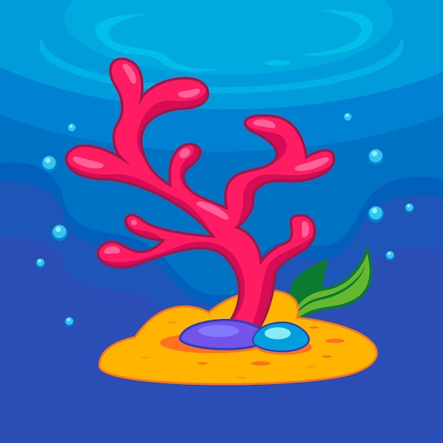 Ilustración de coral de dibujos animados dibujados a mano