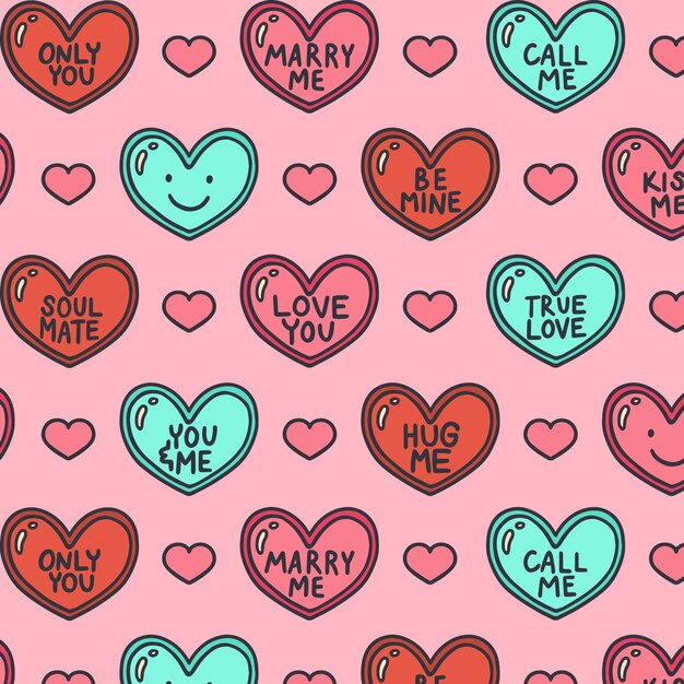Ilustración de corazones de conversación de diseño plano dibujado a mano