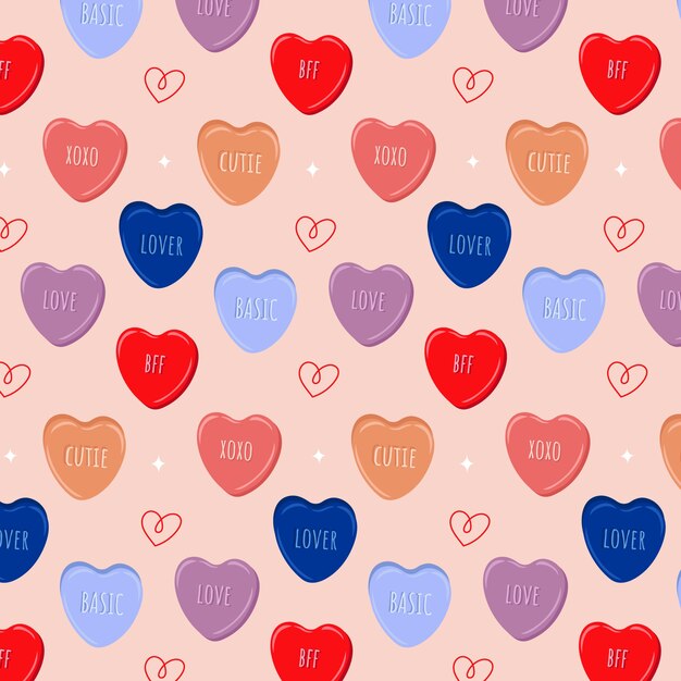 Ilustración de corazones de conversación de diseño plano dibujado a mano