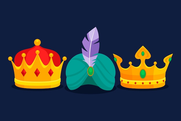 Ilustración de coronas de reyes magos planas | Vector Gratis