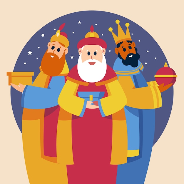 Vector gratuito ilustración de coronas de reyes magos planas