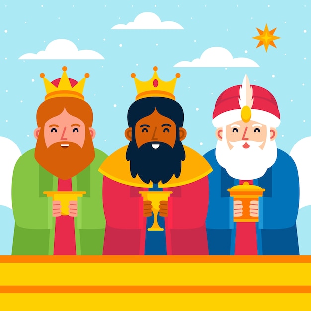 Ilustración de coronas de reyes magos planas