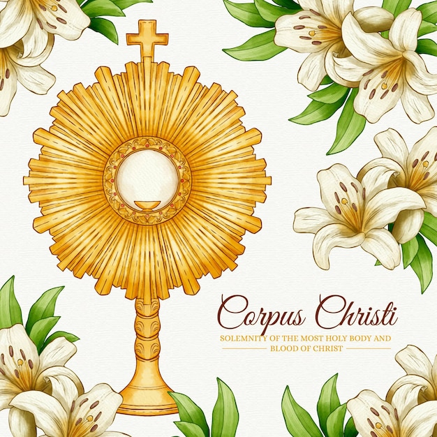 Vector gratuito ilustración de corpus christi de acuarela pintada a mano