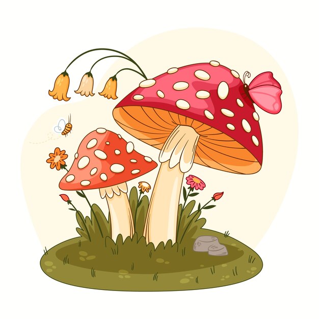 Ilustración de cottage core dibujada a mano