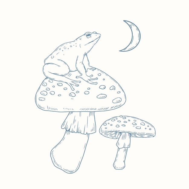 Ilustración de cottage core dibujada a mano