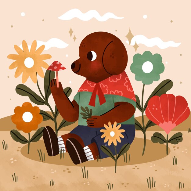 Ilustración de cottage core dibujada a mano