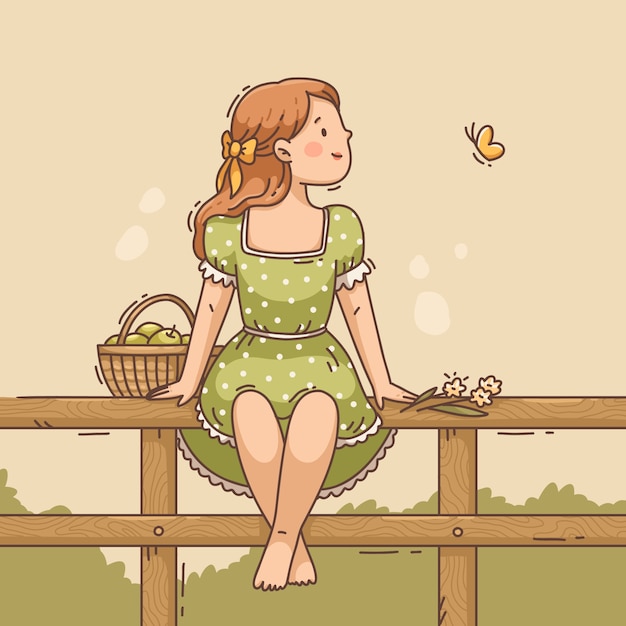 Ilustración de cottage core dibujada a mano