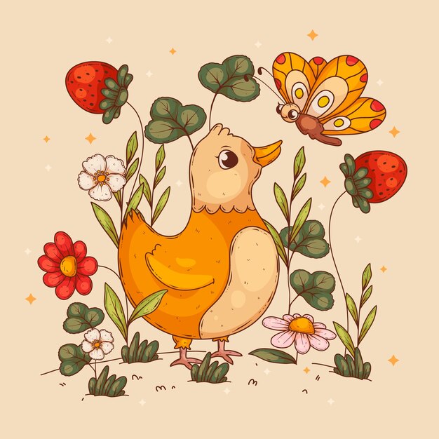 Ilustración de cottage core dibujada a mano