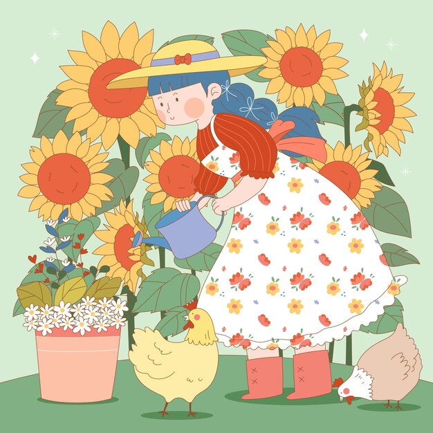 Ilustración de cottage core dibujada a mano
