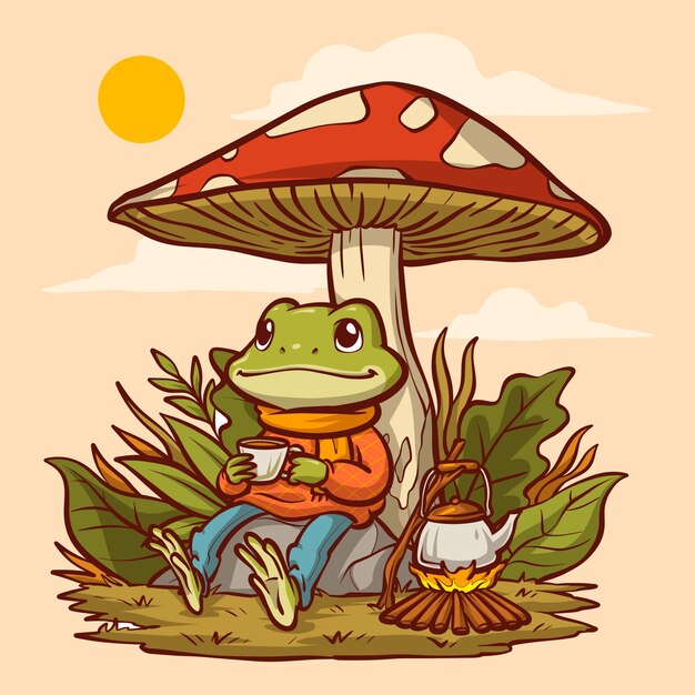 Ilustración de cottage core dibujada a mano